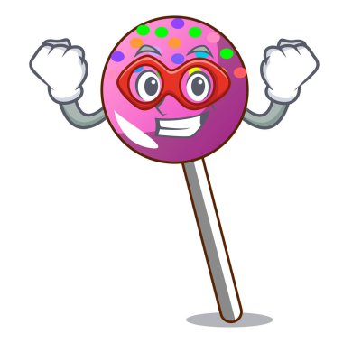 Süper kahraman lolipop şeker karakter karikatür ile