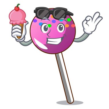 Dondurma lolipop ile sprinkles karakter karikatür ile
