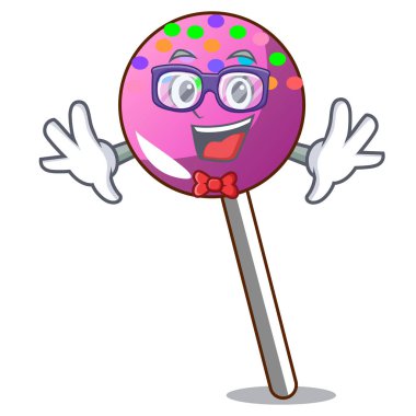 Geek lolipop ile karakter karikatür sprinkles