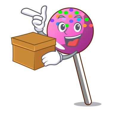 Sprinkles karakter karikatür ile ile kutusu lolipop