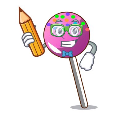 Öğrenci lolipop ile karakter karikatür sprinkles