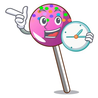 Sprinkles karakter karikatür ile ile saat lolipop