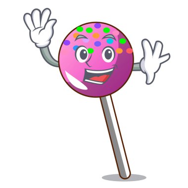 Lolipop şeker karakter karikatür ile sallayarak