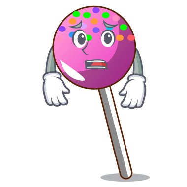 Korkarım lolipop şeker maskot karikatür ile