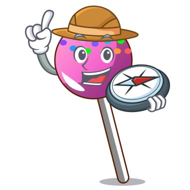 Explorer lolipop şeker maskot karikatür ile