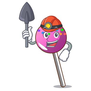 Madenci lolipop şeker maskot karikatür ile