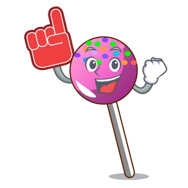 Köpük parmak lolipop şeker maskot karikatür ile
