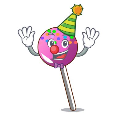 Palyaço lolipop şeker maskot karikatür ile