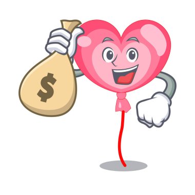 Para çantası ballon kalp karakter karikatür ile