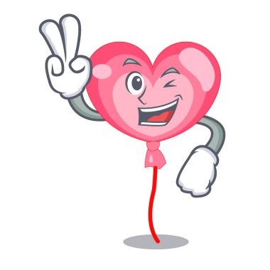 İki parmak ballon kalp karakter karikatür