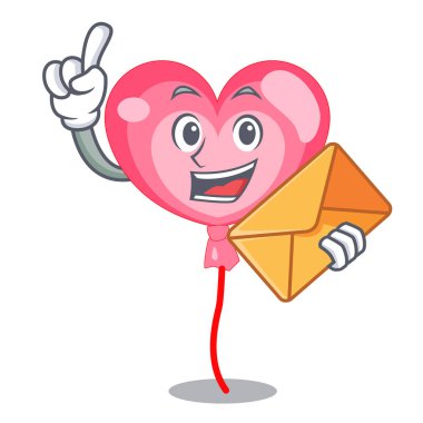 Zarf ballon kalp karakter karikatür ile