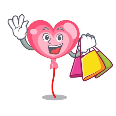 Alışveriş ballon kalp karakter karikatür