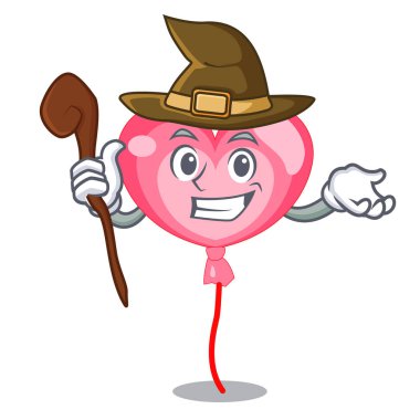 Cadı ballon kalp maskot çizgi film