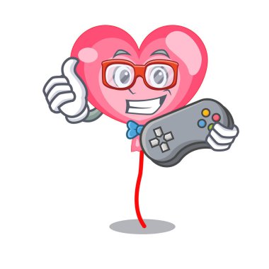 Oyun ballon kalp maskot çizgi film