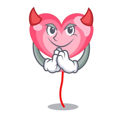 Şeytan ballon kalp maskot çizgi film