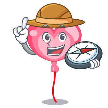 Explorer ballon kalp maskot çizgi film