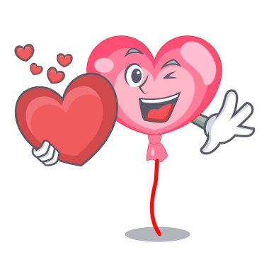 Kalp ballon kalp maskot karikatür ile
