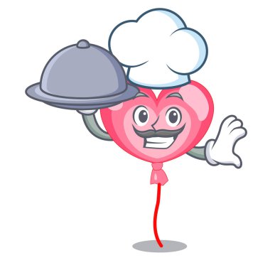 Şef gıda ballon kalp maskot karikatür ile