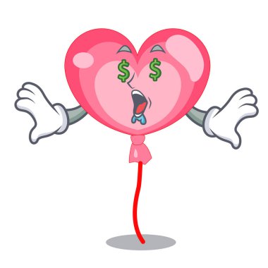 Para göz ballon kalp maskot çizgi film