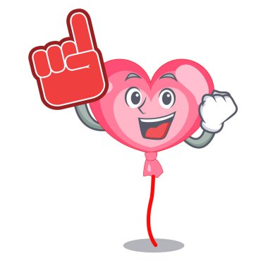 Köpük parmak ballon kalp maskot çizgi film