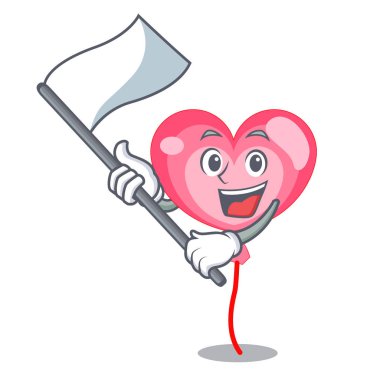 Bayrak ballon kalp maskot karikatür ile