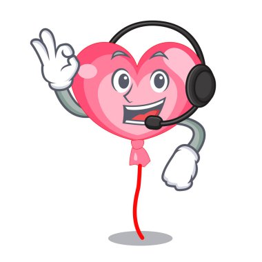 Kulaklık ballon kalp maskot karikatür ile