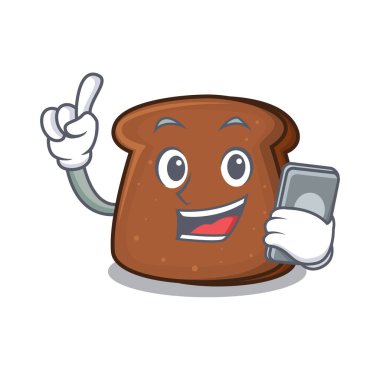 Telefon kahverengi ekmek karakter çizgi ile