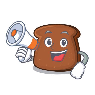 Megafon kahverengi ekmek karakter çizgi ile