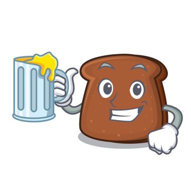 Suyu kahverengi ekmek maskot karikatür ile