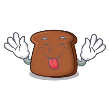 Kahverengi ekmek maskot karikatür dil