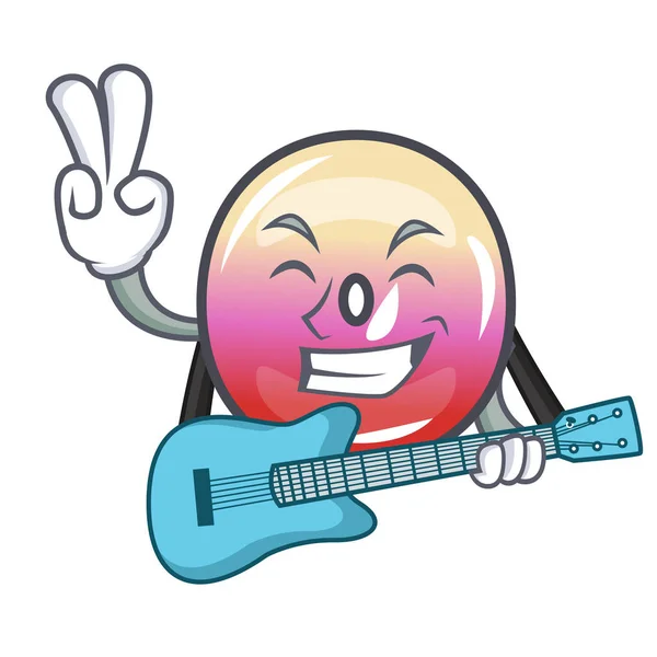 Con gelatina de guitarra anillo caramelo mascota de dibujos animados — Vector de stock