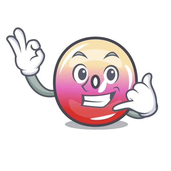 Call Jelly Ring Candy Mascot Cartoon Vector Illustration — Stock Vector