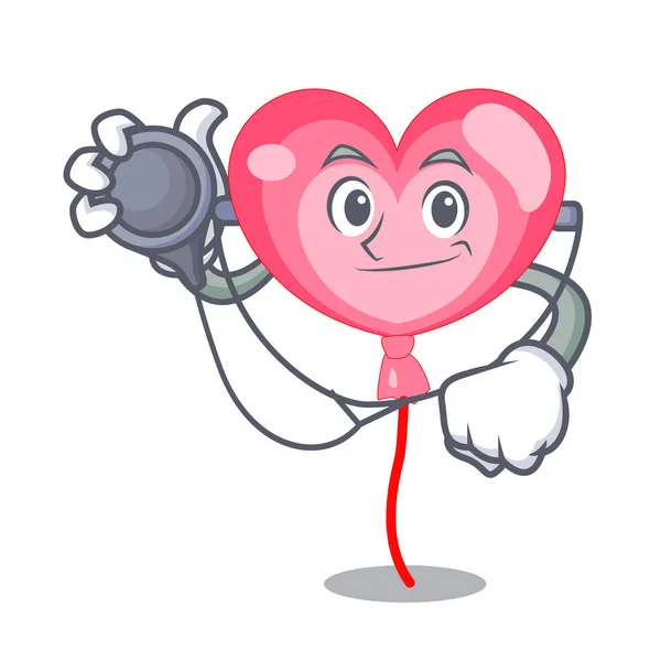 Ballon lekarz serce charakter kreskówka — Wektor stockowy