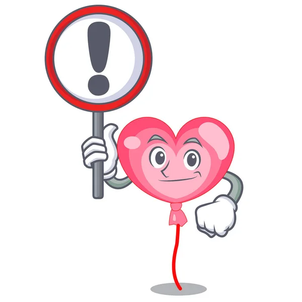 With sign ballon heart character cartoon — Stock Vector