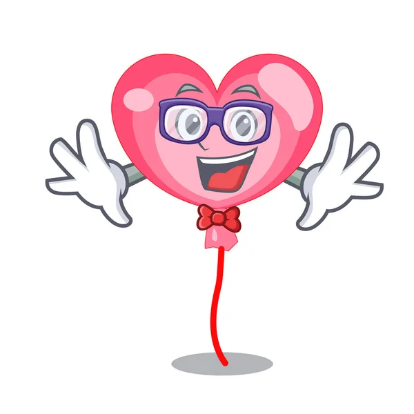 Geek coração de balão desenho animado personagem — Vetor de Stock