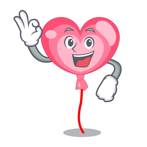 Ok coração de balão desenho animado personagem —  Vetores de Stock