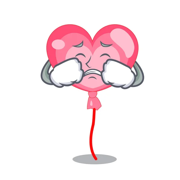 Crying ballon heart mascot cartoon — Stock Vector