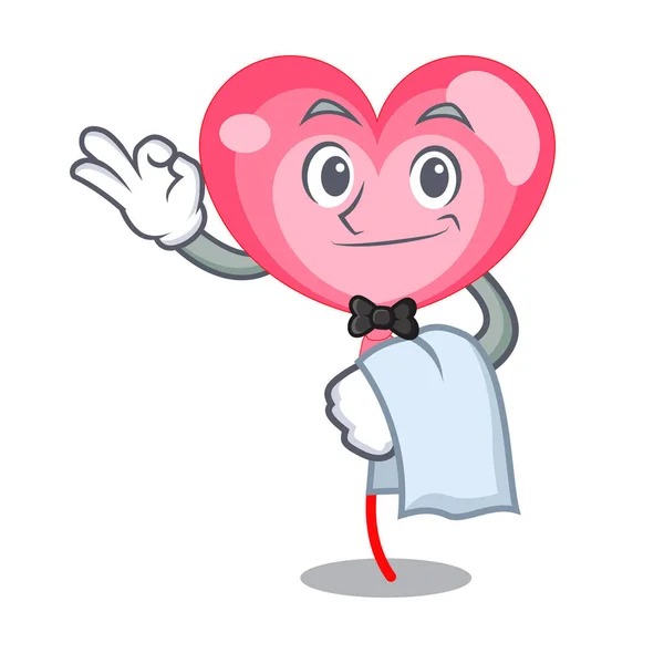 Kelner ballon serca kreskówka maskotka — Wektor stockowy