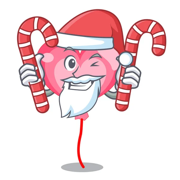 Santa şeker ballon kalp maskot karikatür ile