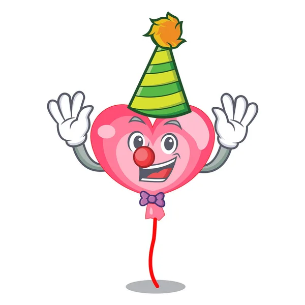 Clown ballon hart mascotte cartoon — Stockvector