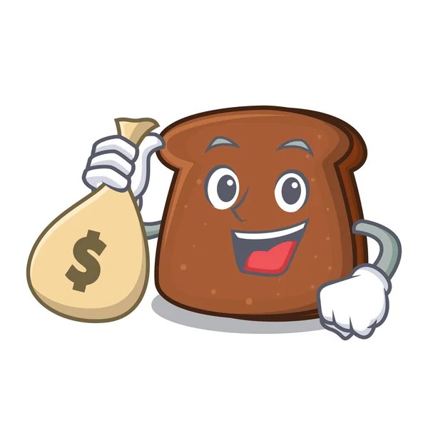 С мешком денег бурый хлеб персонаж мультфильма — стоковый вектор