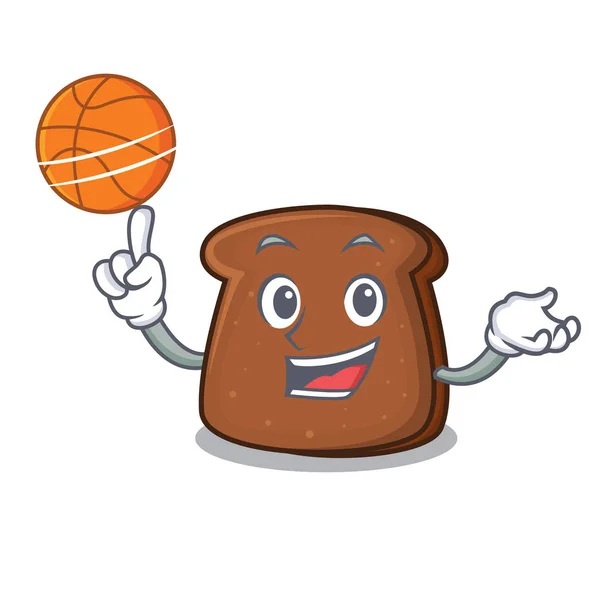 With basketball brown bread character cartoon — Stock Vector