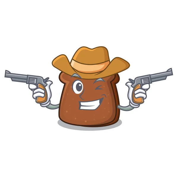 Cowboy brown bread character cartoon — Stock Vector