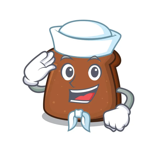 Kartun karakter roti sailor coklat - Stok Vektor