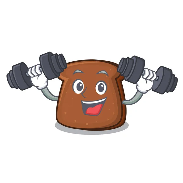 Fitness brown bread character cartoon - Stok Vektor