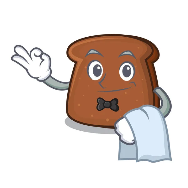 Servitören brunt bröd maskot tecknad — Stock vektor