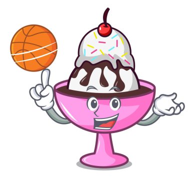 Basketbol dondurma dondurma karakter karikatür ile