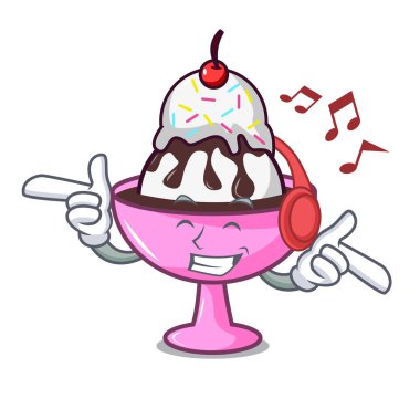 Dinleme müzik dondurma dondurma maskot çizgi film