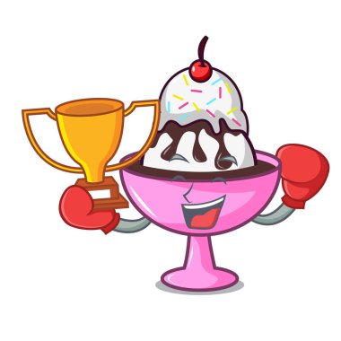 Boks şampiyonu dondurma dondurma maskot çizgi film