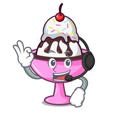 Kulaklık dondurma dondurma maskot karikatür ile